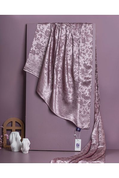 Scarf Shiny Jacquard Flower Pattern Shawl - Powder Dried Rose - -