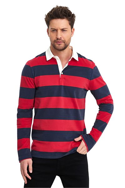 Adams Ανδρικό φούτερ με γιακά πόλο μπλε Navy Blue Claret Red