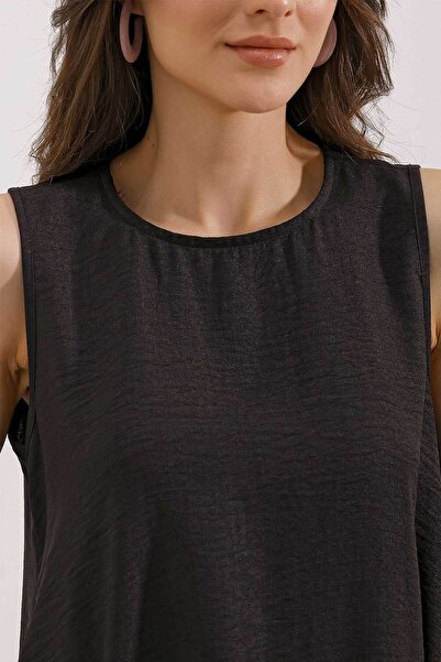 Bigdart 2444 Mini Keten Elbise - Siyah