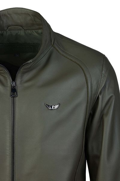 Tamer Tanca Genuine Leather Men's Green Coat