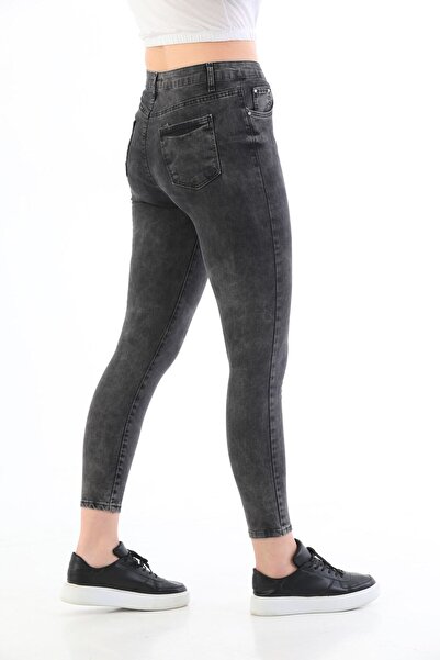 BİKELİFE Smoked Wash Effect Plus Size High Waist Lycra Jeans