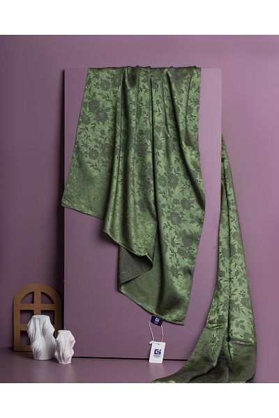Scarf Γυαλιστερό ζακάρ μοτίβο λουλουδιών - Mint Grey -