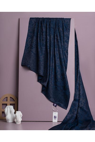 Scarf Γυαλιστερό ζακάρ μοτίβο λουλουδιών - Navy Blue Navy Blue -