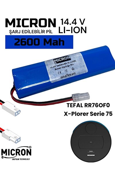 Micron Tefal RR76OF0 X-PLORER Serie 75 Robot Süpürge için 14.4v 2600mah Robot Süpürge Pili Bataryası