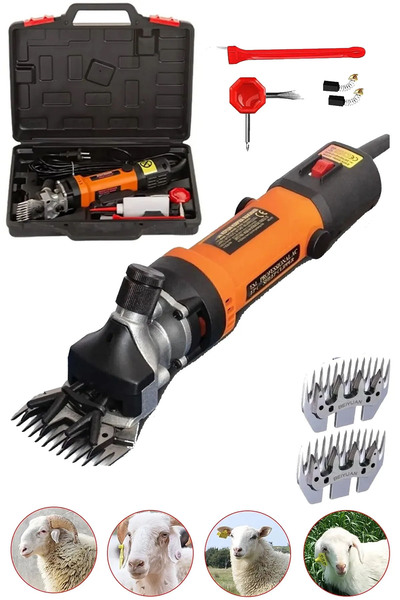 MOONSHOP Metal Şanzuman Devir Ayarlı Profesyonel Koyun Kırpma Makinesi 2Tarak...