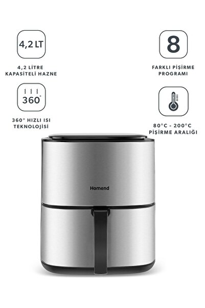 HOMEND Airfryday 2506h 8 Farklı Program 4,2 Litre Inox Airfryer