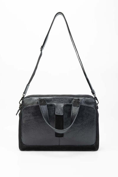 Tamer Tanca Genuine Leather Men's Black Briefcase