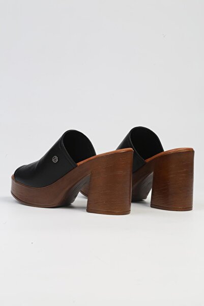 Pierre Cardin ® | PC-7235 - 3807 Μαύρες-Γυναικείες παντόφλες με τακούνι