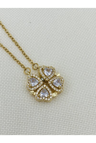 AZUL ACCESSORY ÇELİK MIKNATISLI AÇILIR KAPANIR YONCA KOLYE