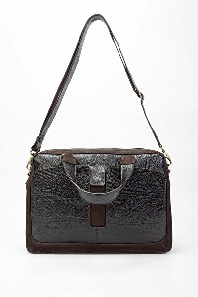 Tamer Tanca حقيبة رجالية من الجلد الطبيعي - بني