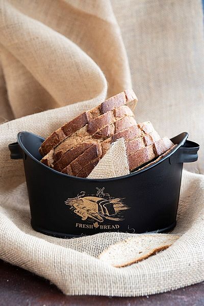 TOPTANFONİ Bread Presentation Container Gold Black Bread Bowl Boat Bread Bowl