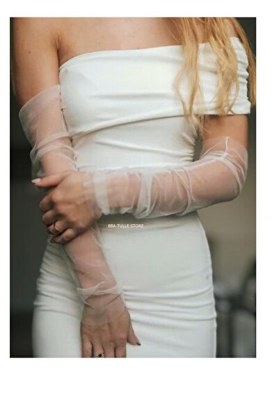 bbays new trend Düz Kumaş Gelin Eldiveni Parmaksız Eldiven Nikah Eldiveni ,Ni...