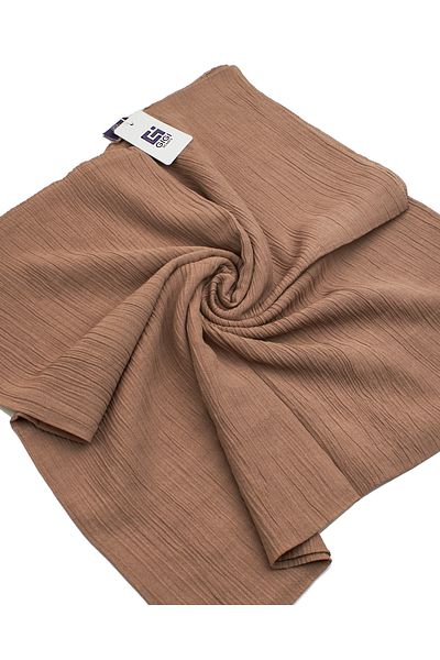 Scarf Ленен шал с накъдрени крачоли - Млечно кафе - 100x100 см