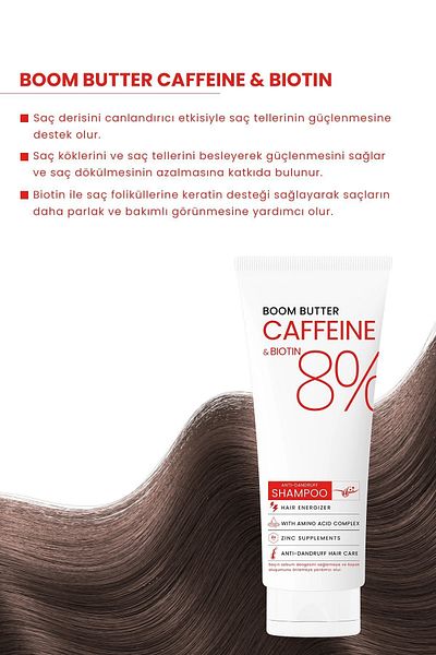 BOOM BUTTER 250 ML Caffeine Biotine Slow Growth Hair Shampoo - Dander