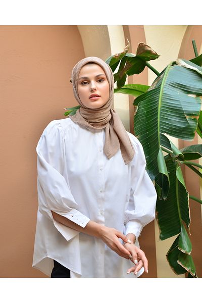 Scarf Linen Crinkle Scarf - Bone - 100X100 cm
