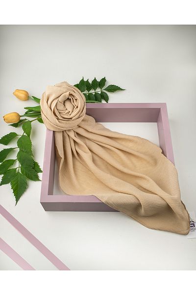 Scarf Λινό Κασκόλ Crinkle - Ρεβύθι - 100x100 εκ
