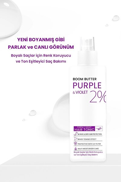 BOOM BUTTER Renk ve Saç Yapısını Koruyucu Purple Mor Saç Toniği 150ML