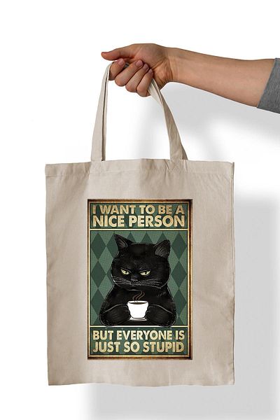 remonz Τσάντα Cat Printed 100% Cotton 35x38 cm