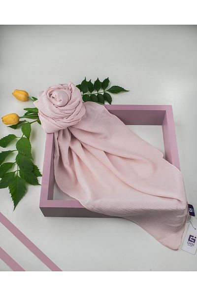 Scarf Λινό Κασκόλ Crinkle - Ανοιχτή Πούδρα - 100x100 εκ