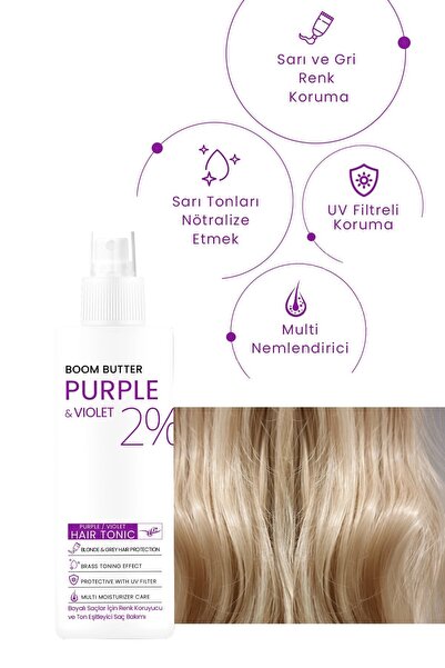BOOM BUTTER Renk ve Saç Yapısını Koruyucu Purple Mor Saç Toniği 150ML