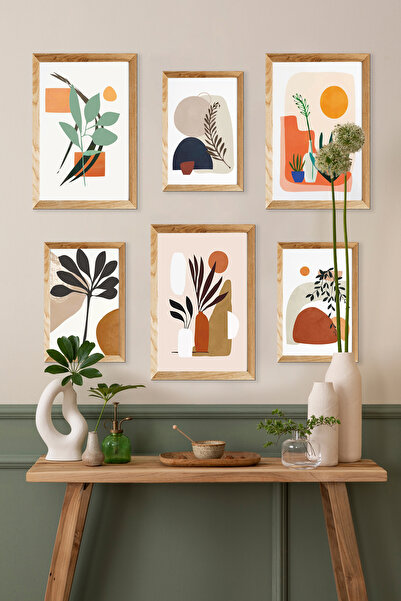 Tooall 6 Parça Ahşap Çerçeve Görünümlü Dekoratif Hediyelik Mdf Tablo Seti