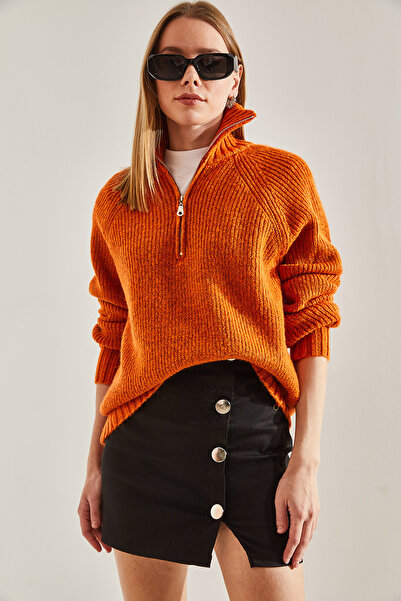 Bianco Lucci Women's Thessaloniki Knit Zippered Knitwear Sweater