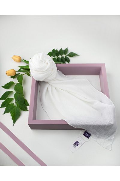 Scarf Linen Crinkle Scarf - Off White - 100X100 cm