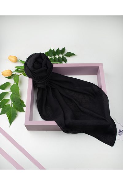 Scarf Linen Crinkle Scarf - Black -
