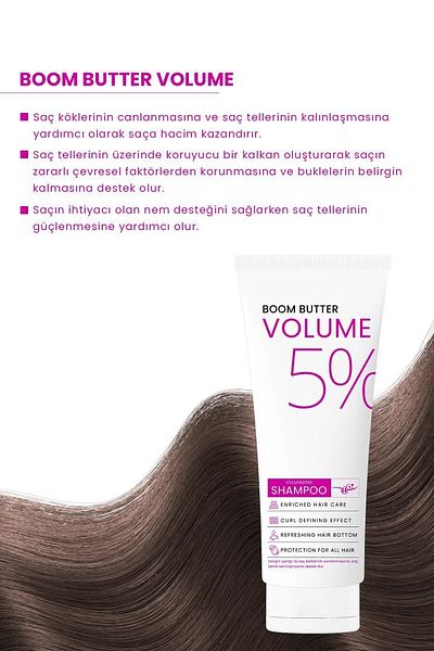 BOOM BUTTER 250 ML Volume Shampoo for Weak Thin Strands Hair