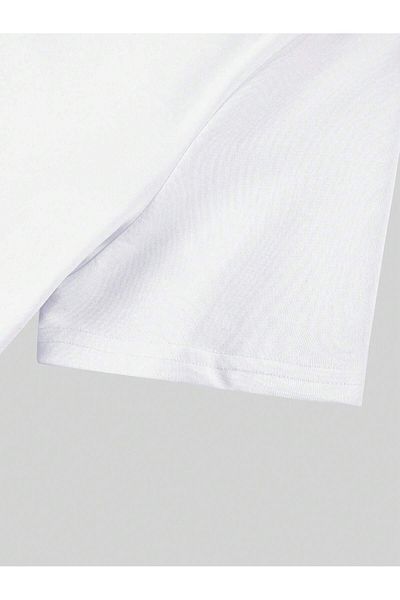 Bengi Clothing Top crop alb cu mânecă scurtă imprimat în stil Y2K