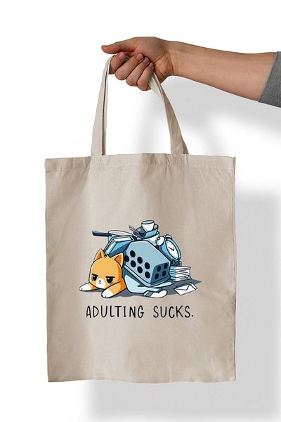 remonz Adulting Boring Printed 100% Cotton 35x38 cm υφασμάτινη τσάντα