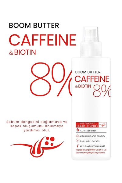 BOOM BUTTER Caffeine Biotine Slow Grow Tonic for Dandruff 150 ML