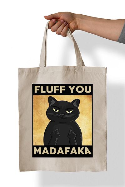remonz Τσάντα υφασμάτινη τσάντα Black Cat Printed 100% Cotton 35x38 cm