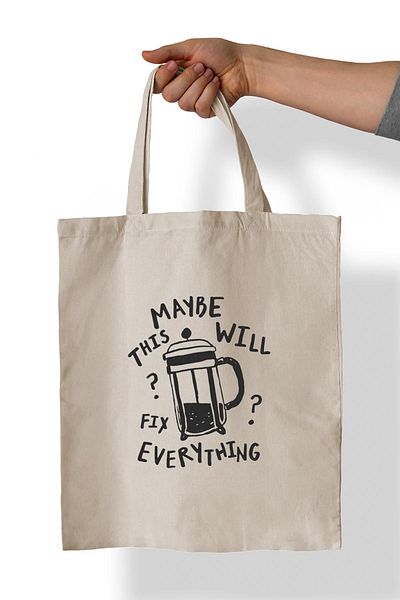 remonz Ίσως Coffee Trims Printed 100% Cotton 35x38 cm υφασμάτινη τσάντα