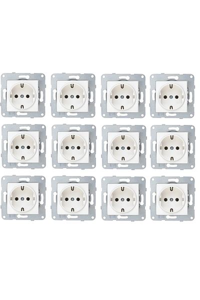 orka elektrik Viko 12 Pieces Karre White Grounded Socket Frameless