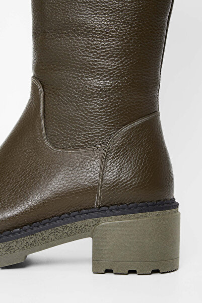 Tamer Tanca Women's Genuine Leather Green Casual Boots