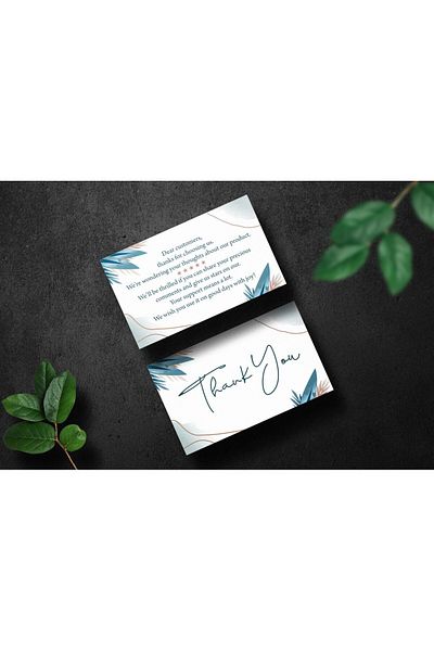 anka design Thank You Card Double-Way Printing with Cellophane (8X5CM) 350gr Coated - 25 Pieces