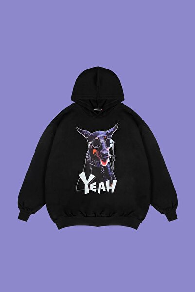 Bak Moda Model confortabil Două fire DA! Hanocă neagră unisex cu imprimeu câine