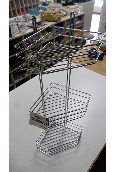 Özlider Köşe Rafı 3 Katlı Paslanmaz Krom Banyo-mutfak (BEŞGEN KÖŞELİ)