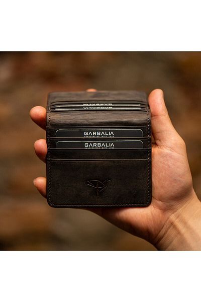Garbalia Vintage καφέ δερμάτινη θήκη κάρτας & πορτοφόλι