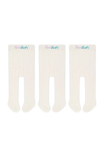 Novibaby 3 Pack Baby Cotton Pantyhose, Children's Newborn Cotton Girls Boys School Socks, White Ecru Pink