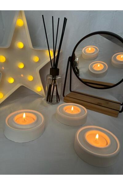 MİMİKRİ HOME Dekoratıf 3lü mumluk seti kokulu
