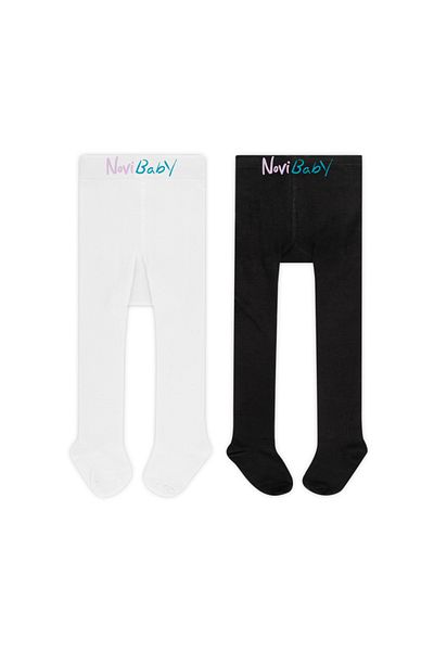 Novibaby 2 Pack Baby Cotton Pantyhose, Children's Newborn Cotton Girls Boys School Socks, White Ecru Pink