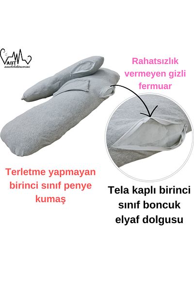 alyatekstilhome Pregnancy and Breastfeeding Pillow Supported in 5 Different Zones (with inner lining) (with arm cushion) (U and L shape)