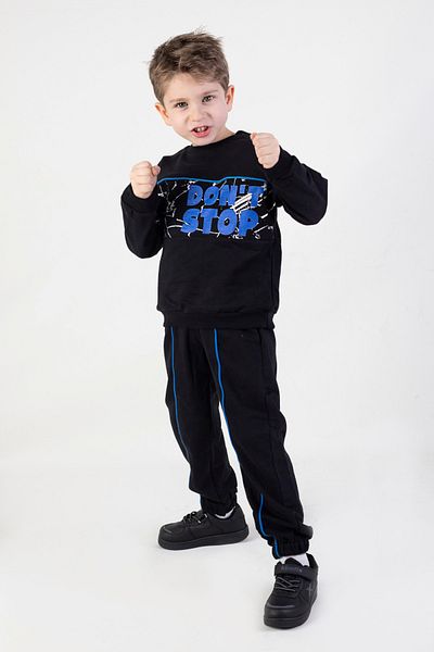 Harika KIDS Boy's Don't Stop Printed Knitted Basic Tracksuit Set