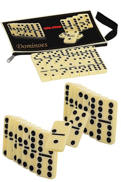 Miajima Standard Ivory Ceramic Domino Set 5x3cm with Bag