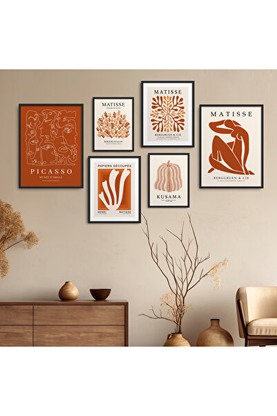 HOMEPACK Framed 6-Piece Painting Modern Picasso Poster Painting Set Six-032