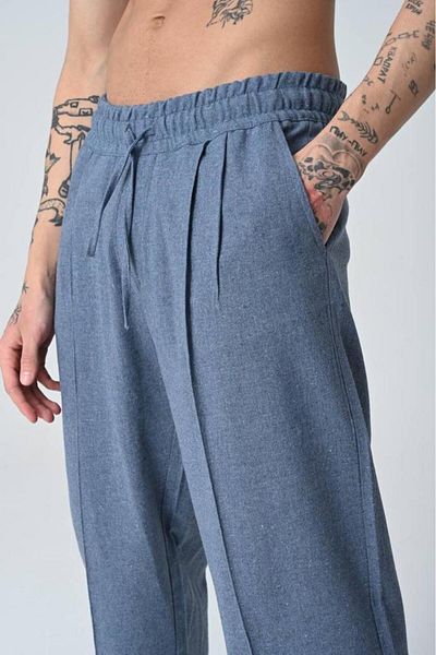 FRANKNESS JEANS Loose Cut 100% Linen Fabric Pleated Baggy Pants