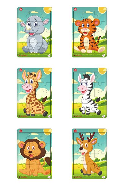 gift plus Ahşap Puzzle 6'lı Set Hayvalar Eğitici Yapboz Puzzle Set 1 (12 parça)