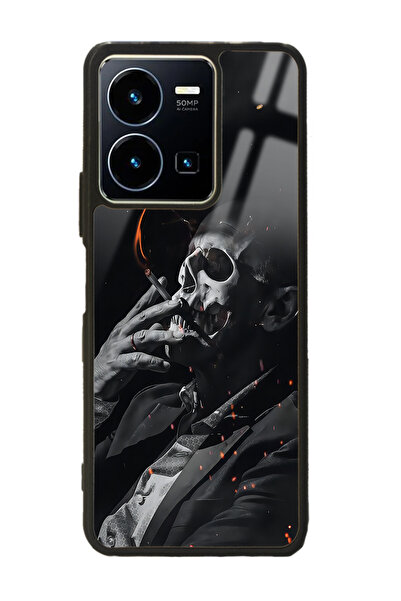 Spoyi Vivo Y35 Smoke Skull Tasarımlı Glossy Telefon Kılıfı
